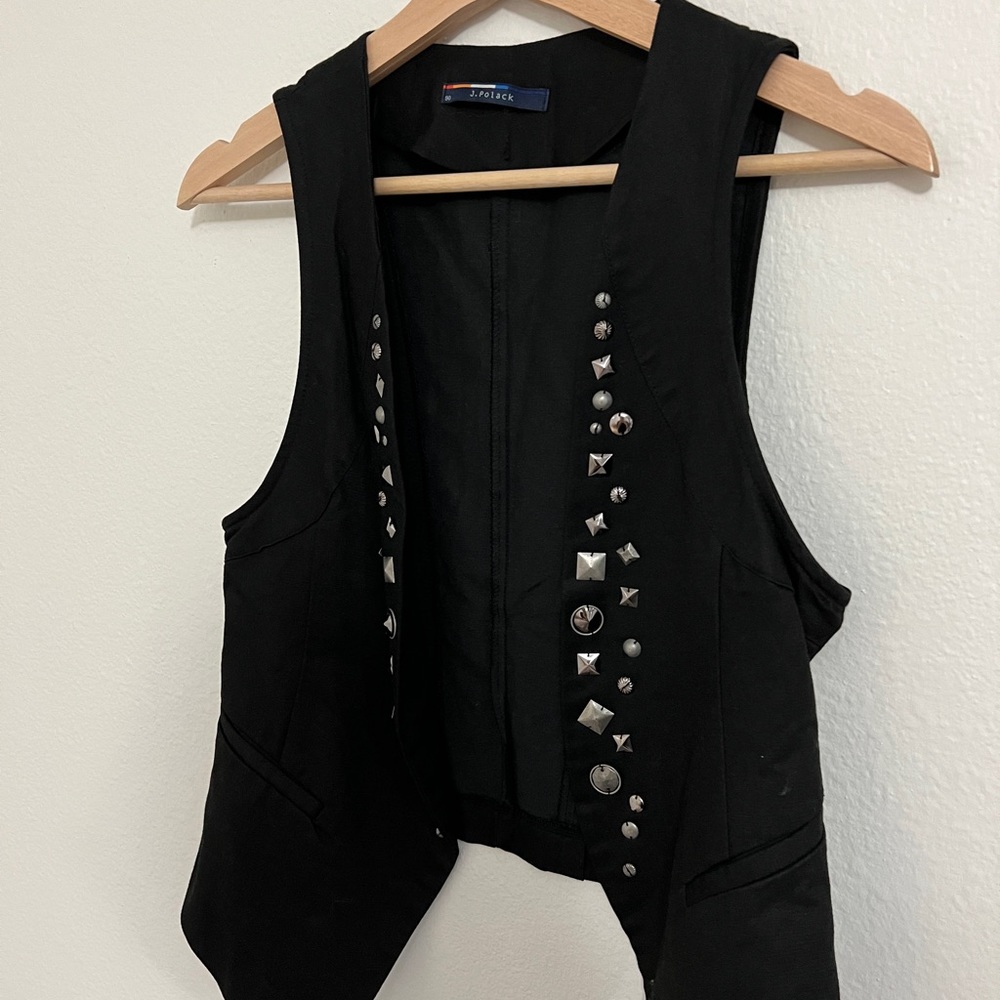 J.polack Japanese brand black vest with studs